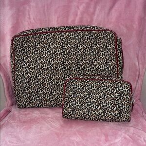 Liz Claiborne Leopard and Red Travel Organizer Set NWOT